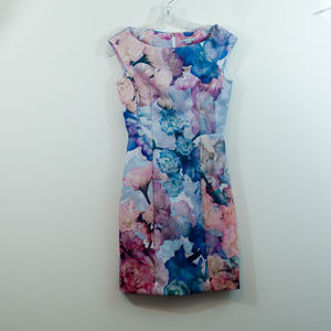 H&M Floral Boat Neck Sheath Dress EUC